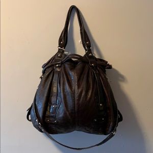 Brown leather Sabina hobo bucket bag gold hardware